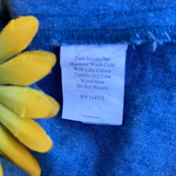 🐳 VINEYARD VINES; Pretty Chambray/Neon Orange Linen/Cotton Dress; Misses Size 2 - Picture 11 of 12